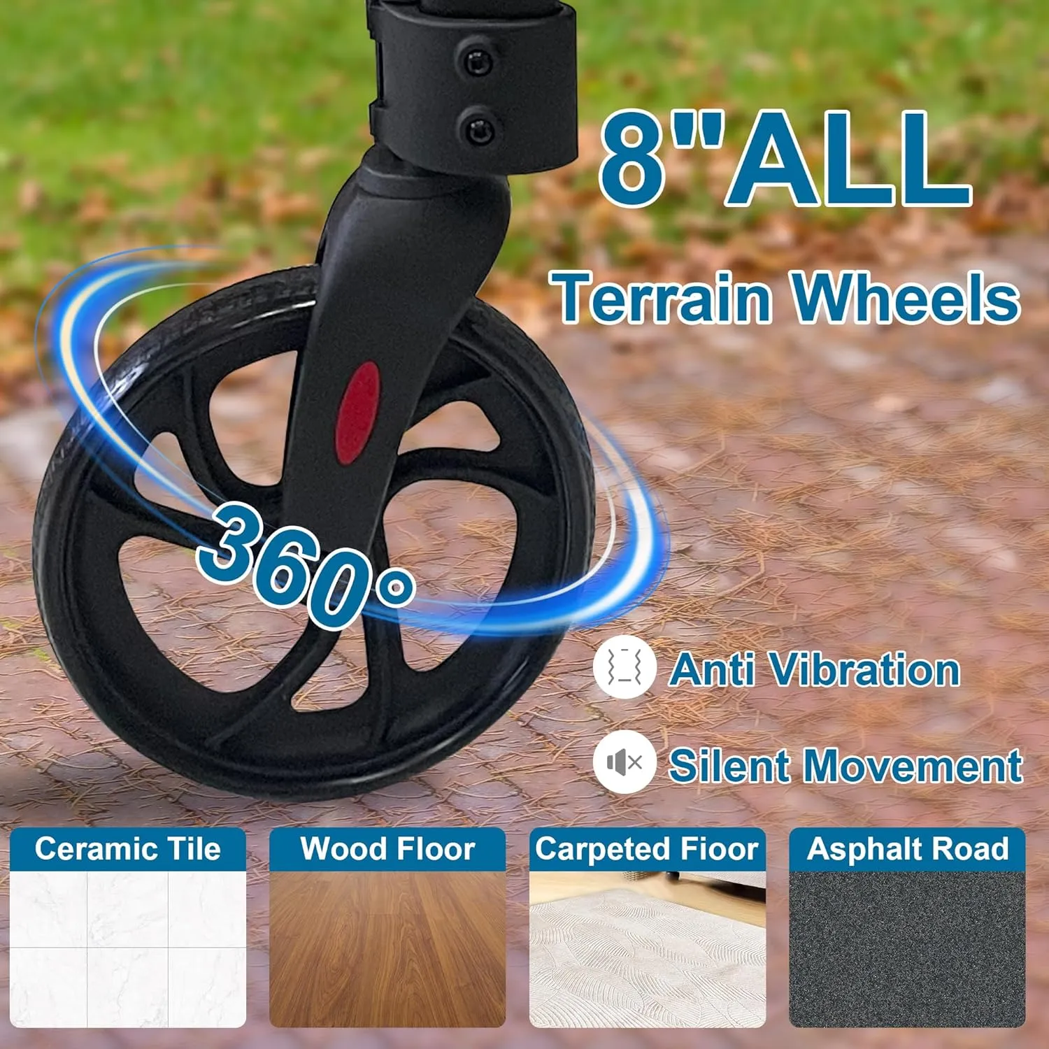 Premium 3 Wheel Rollator Walker for Seniors, Lightweight Foldable Elderly Three Wheeled Rollator with Storage Bag, Aluminum Mobility Aid Rolling Walker (Black & White)