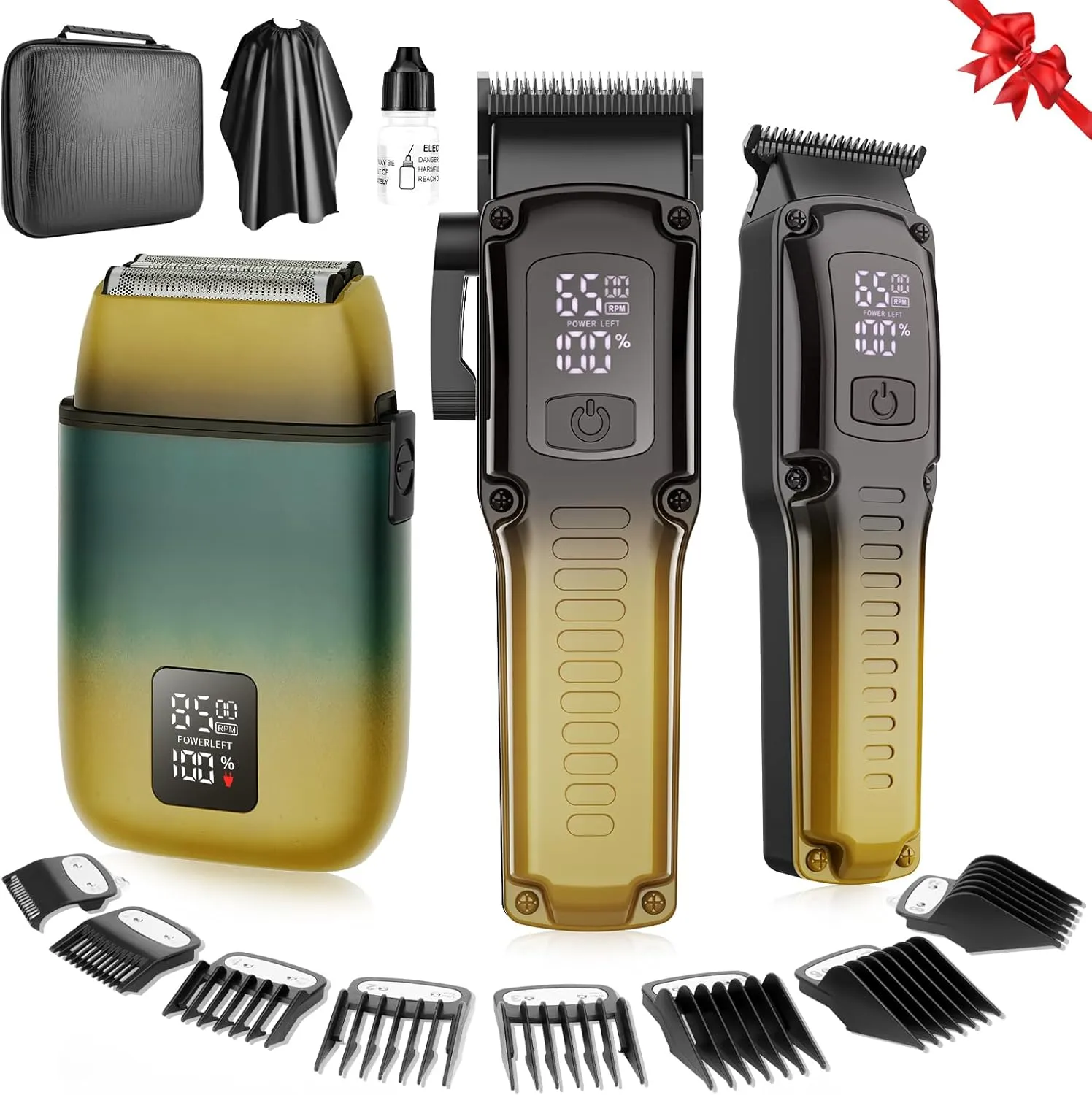 Professional Hair Clipper for Men, 3 in 1 Hair Clipper Beard Trimmer and Electric Foil Shaver Set with LED Display, Cordless Grooming Kit for Home, Travel, Barber, Ideal Gift for Him