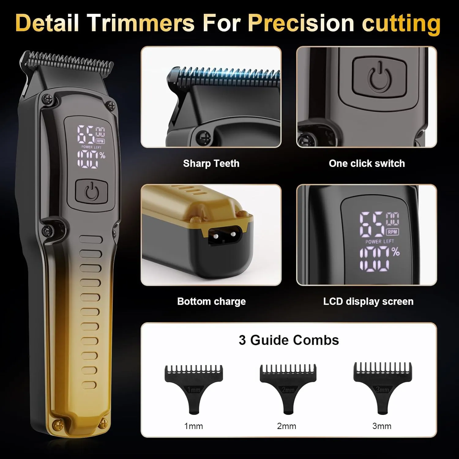 Professional Hair Clipper for Men, 3 in 1 Hair Clipper Beard Trimmer and Electric Foil Shaver Set with LED Display, Cordless Grooming Kit for Home, Travel, Barber, Ideal Gift for Him