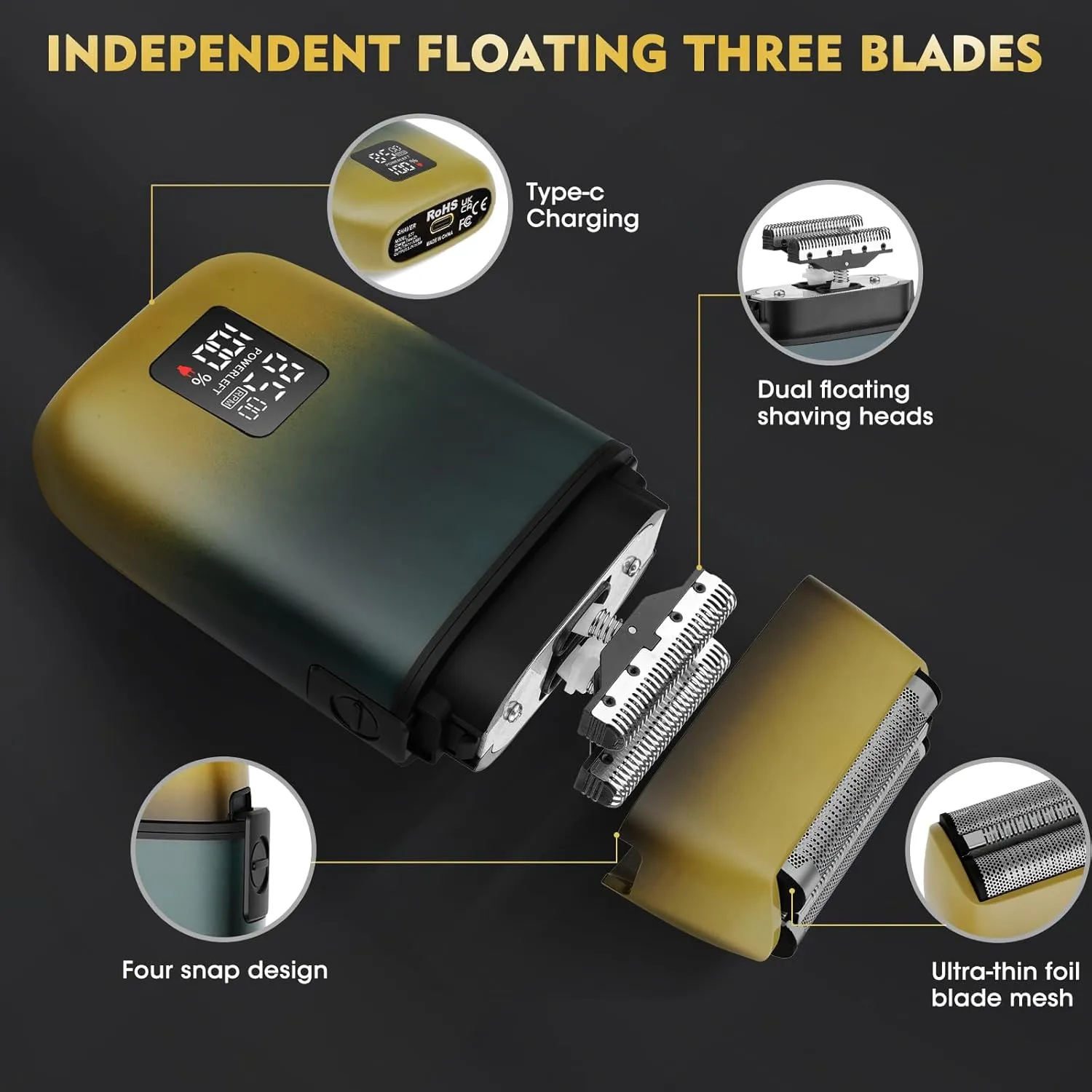 Professional Hair Clipper for Men, 3 in 1 Hair Clipper Beard Trimmer and Electric Foil Shaver Set with LED Display, Cordless Grooming Kit for Home, Travel, Barber, Ideal Gift for Him