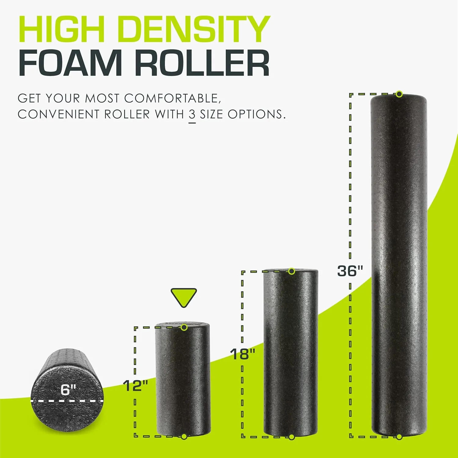 ProsourceFit High Density Foam Rollers 12 - inches long, Firm Full Body Athletic Massager for Back Stretching, Yoga, Pilates, Post Workout Trigger Point Release, Black