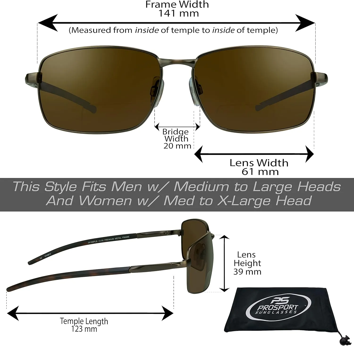 proSPORT Polarized Bifocal Sunglasses Men Women Fishing Anti Glare Metal