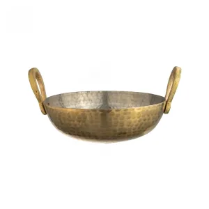 Pure Brass Hand Beaten Commercial Cooking Kadhai or Kadai with Tin Lined for Restaurant, 22", 18 ltr