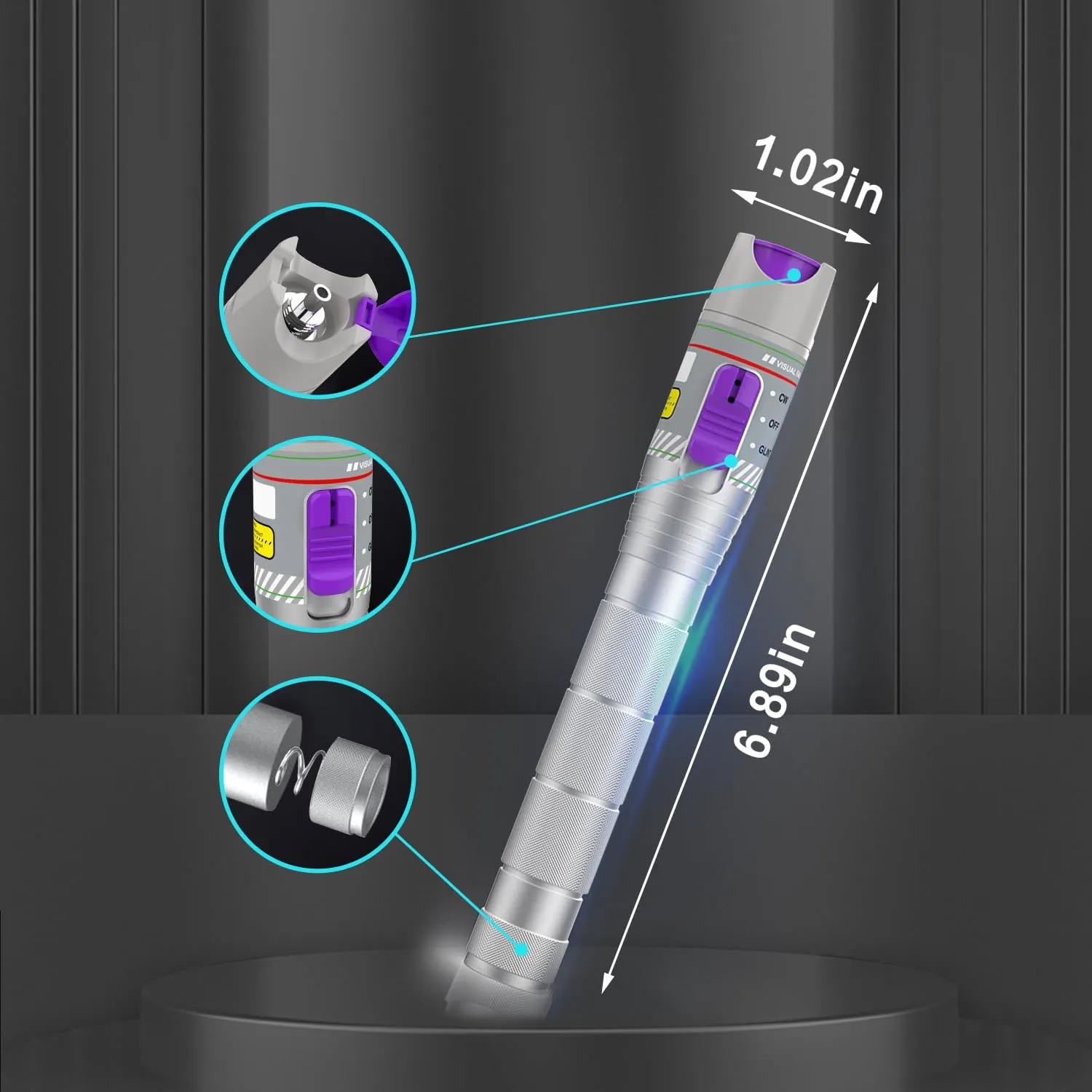 Purple 80KM Visual Fault Locator for Fiber Optic Cables, VFL Supports FC/ST/SC Interfaces, Long-Range Fault Finder, Fiber Light Pen Tester, High-Precision OTDR Mapping Tool for FTTH, Telecom