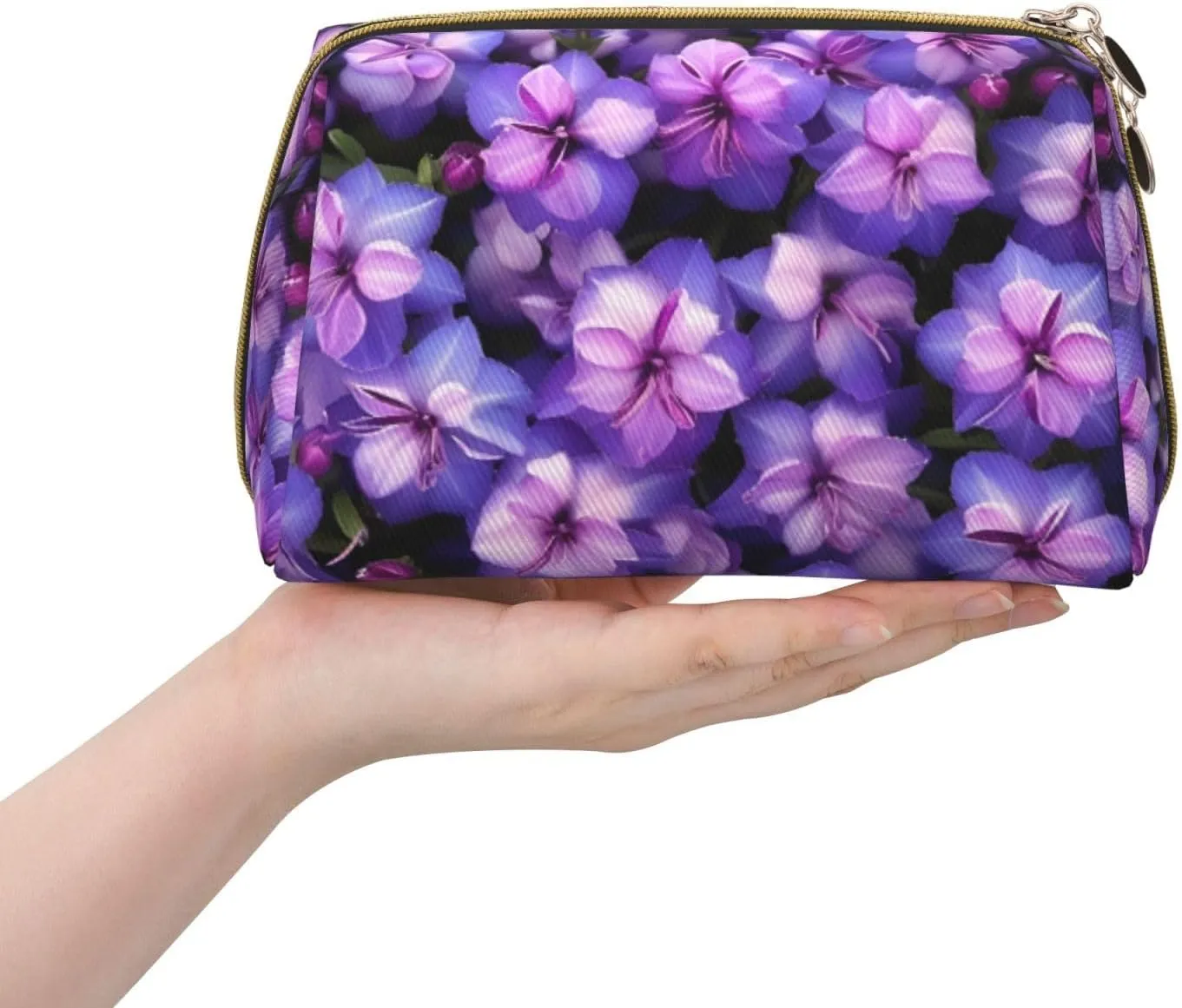 Purple Butterfly Print Toiletry Pouch, Travel-Friendly Makeup Organizer For Makeup Brushes, Lipsticks