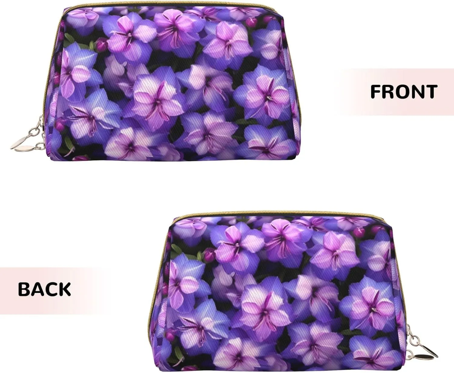 Purple Butterfly Print Toiletry Pouch, Travel-Friendly Makeup Organizer For Makeup Brushes, Lipsticks