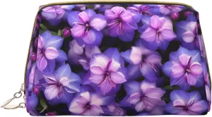 Purple Butterfly Print Toiletry Pouch, Travel-Friendly Makeup Organizer For Makeup Brushes, Lipsticks