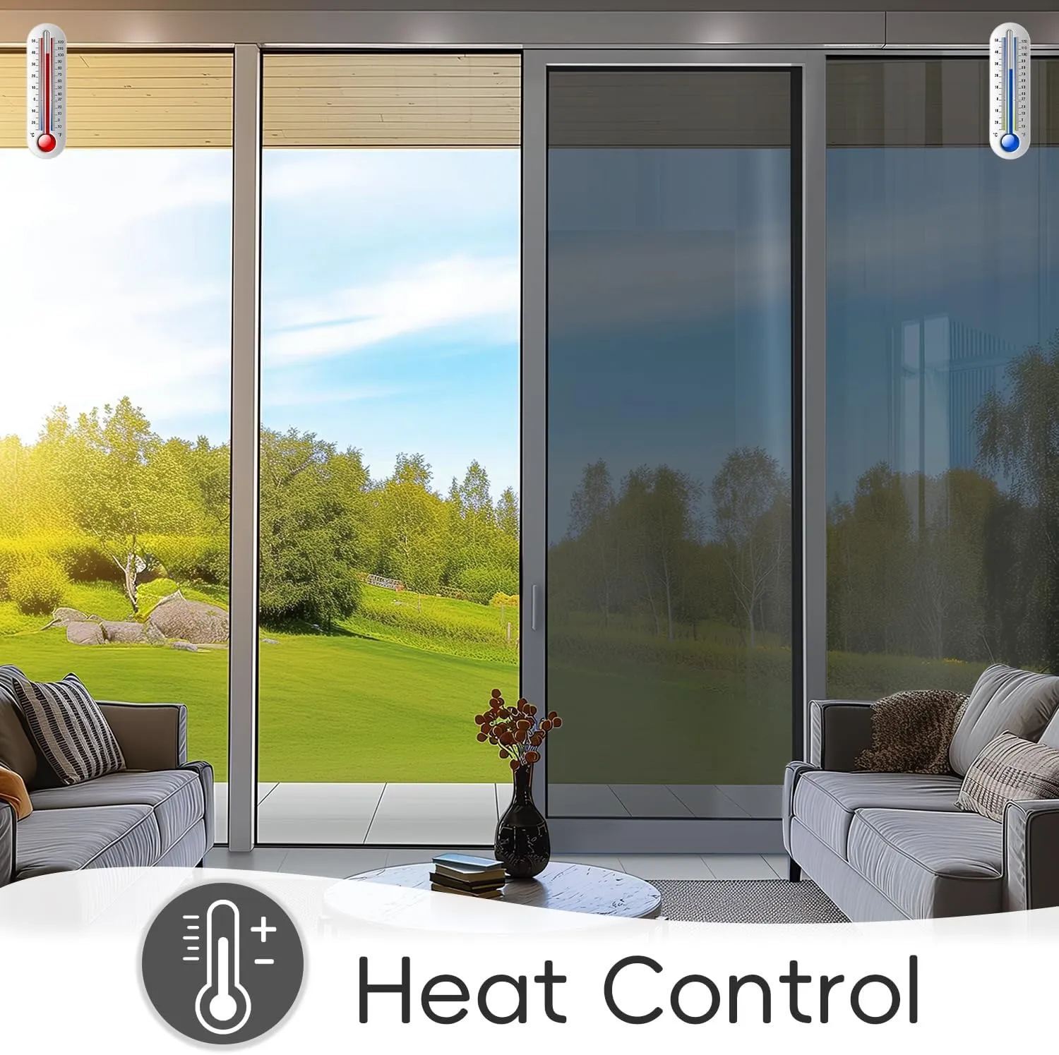 Qualsen One Way Window Film Privacy See Out Not in, Heat Blocker Window Tint for Home, Reflective Mirror Window Film Anti-UV Static Cling Sun Blocking Window Covering（Black-Silver, 23.6 x 78.7in）
