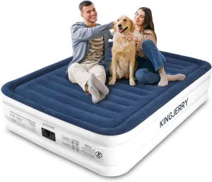 Queen Air Mattress with Built-in Pump, 18" Raised Comfort Inflatable Mattress, Upgraded Dual-Layer Leakproof Blow up Mattress, 800 lbs Max, 3-Min Inflation Air Bed for Home, Camping & Guests
