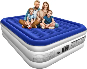 Queen Air Mattress with Built in Pump Luxurious Comfort 18"Raised Inflatable Mattress Queen Airbed Blow Up Mattress for Home and Guests 80"*60"*18"Air Bed 3 Mins Fast Inflate/Deflate 660lbs Max