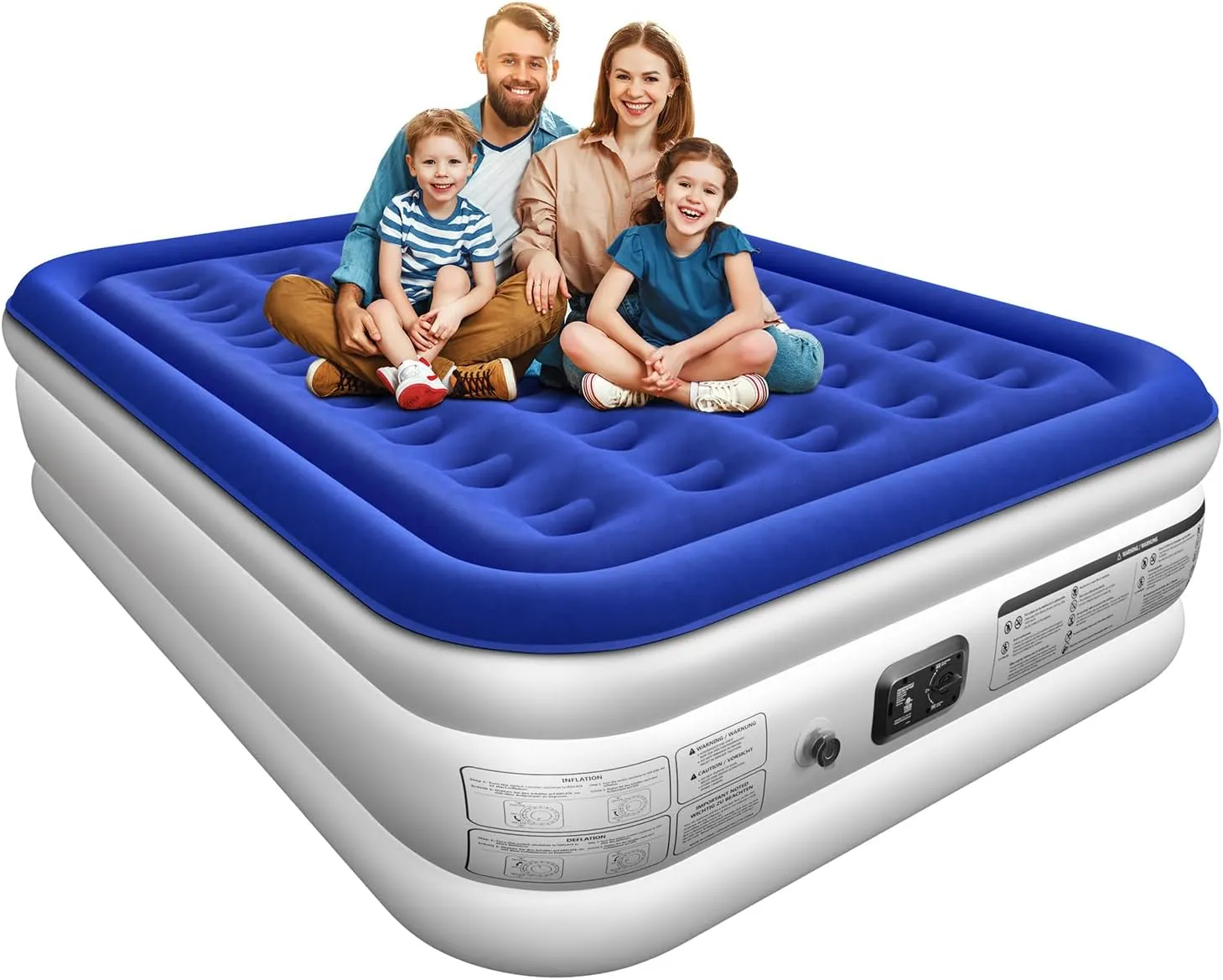 Queen Air Mattress with Built in Pump Luxurious Comfort 18"Raised Inflatable Mattress Queen Airbed Blow Up Mattress for Home and Guests 80"*60"*18"Air Bed 3 Mins Fast Inflate/Deflate 660lbs Max