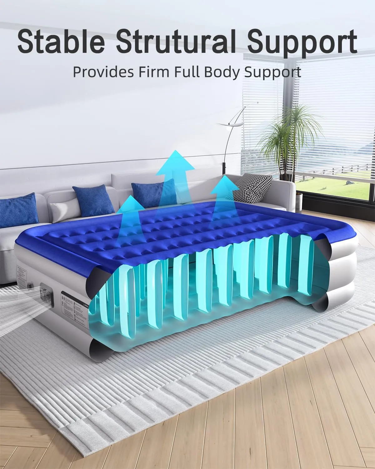 Queen Air Mattress with Built in Pump Luxurious Comfort 18"Raised Inflatable Mattress Queen Airbed Blow Up Mattress for Home and Guests 80"*60"*18"Air Bed 3 Mins Fast Inflate/Deflate 660lbs Max