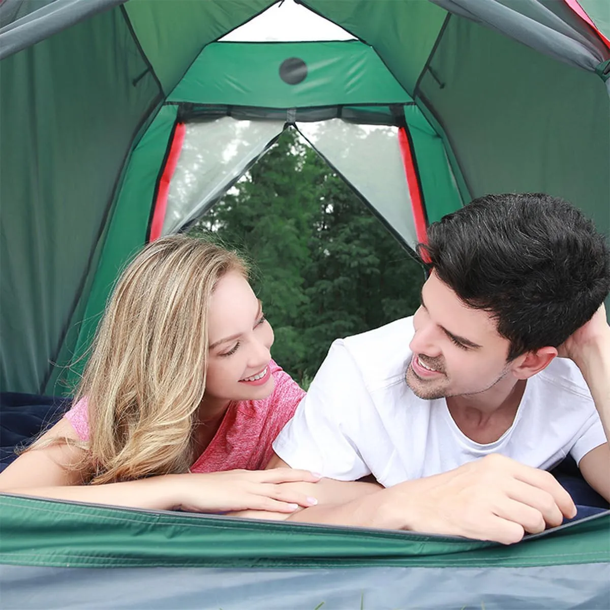 Queen Camping Air Mattress Inflatable Air Bed with Flocked Top for Indoor or Outdoor