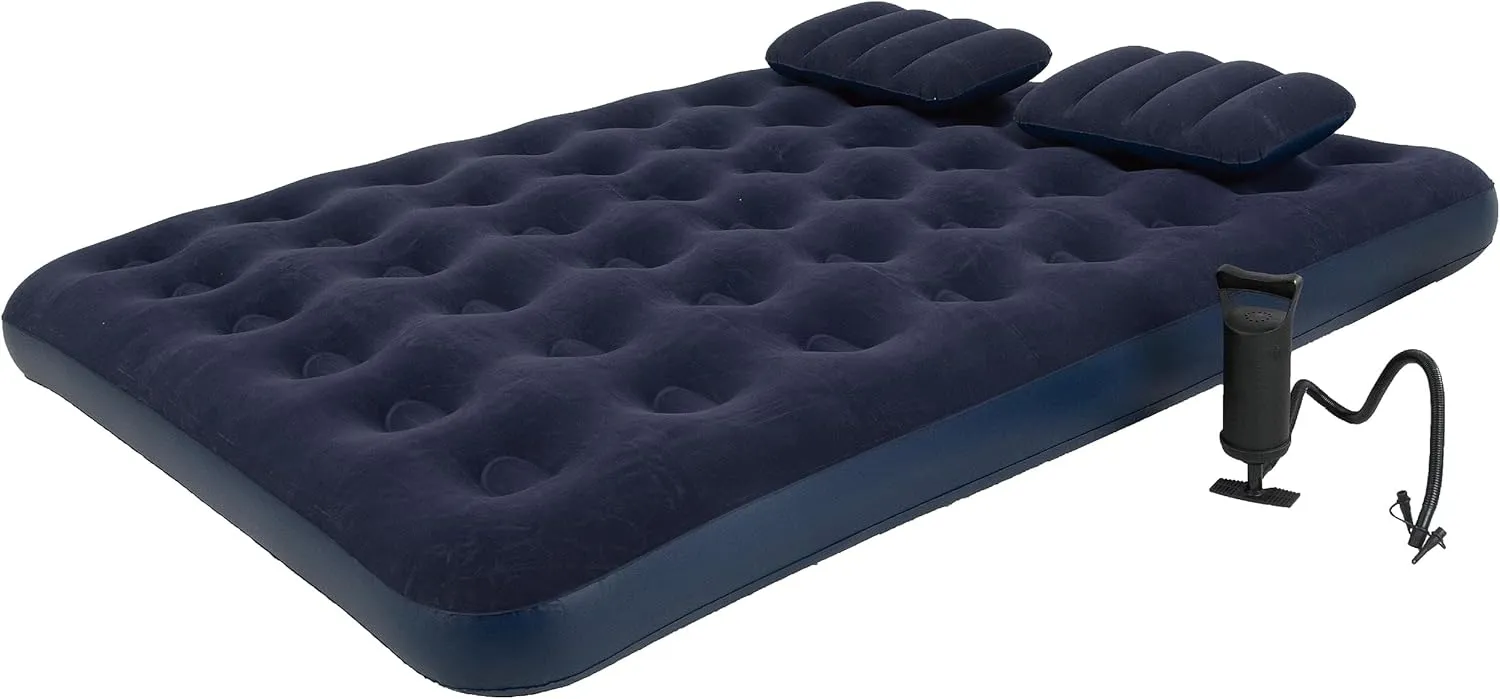 Queen Size Air Mattress for Inflatable Portable Navy Blow Up Mattresses with Flocked top Foldable Air Bed for Tent Camping Home Travel Backpacking
