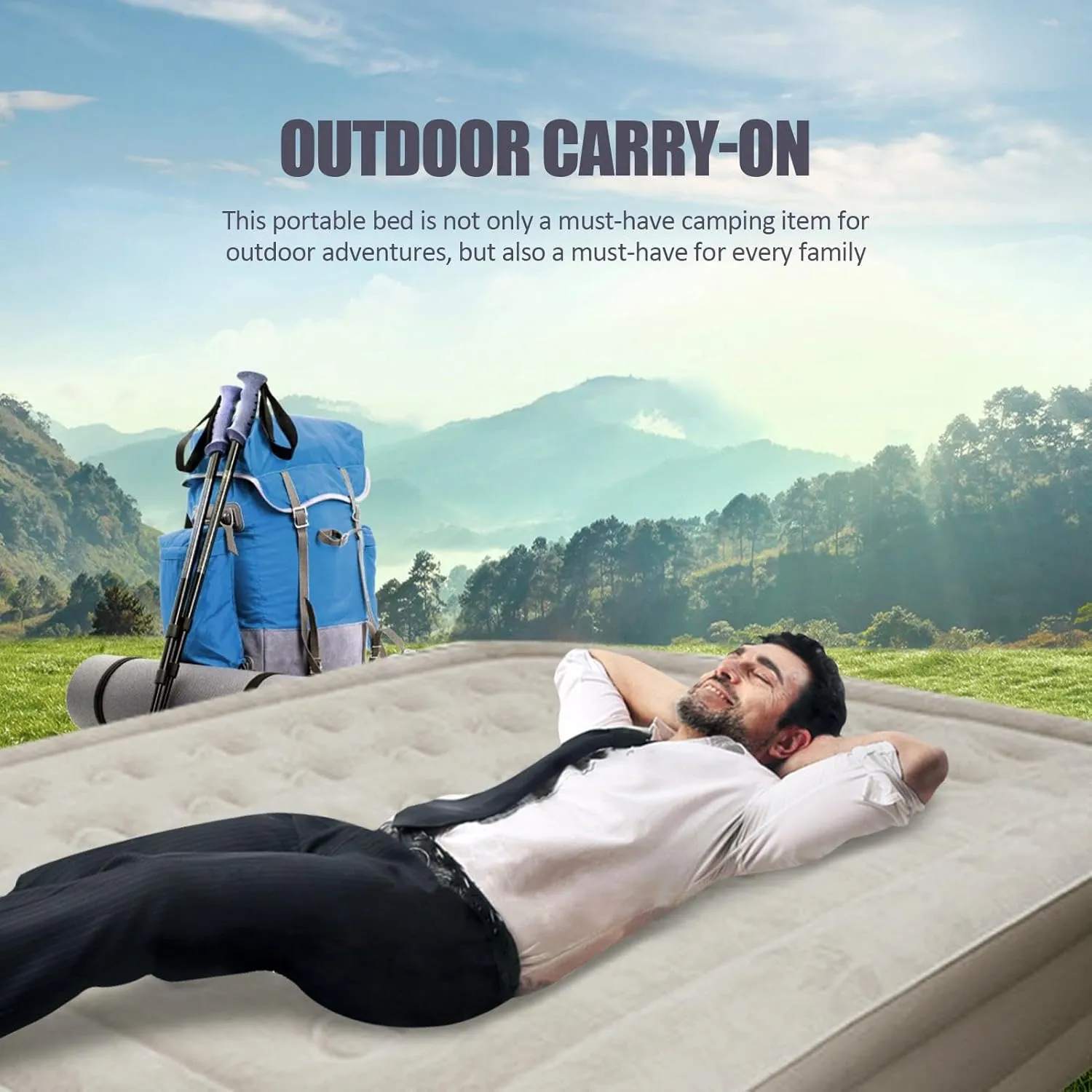 Queen Size Inflatable Mattress | Quick Inflation Deflation Air Bed,Queen Size Mattress, Comfort High Blow up Airbed for Home Travel, Picnic, Camping