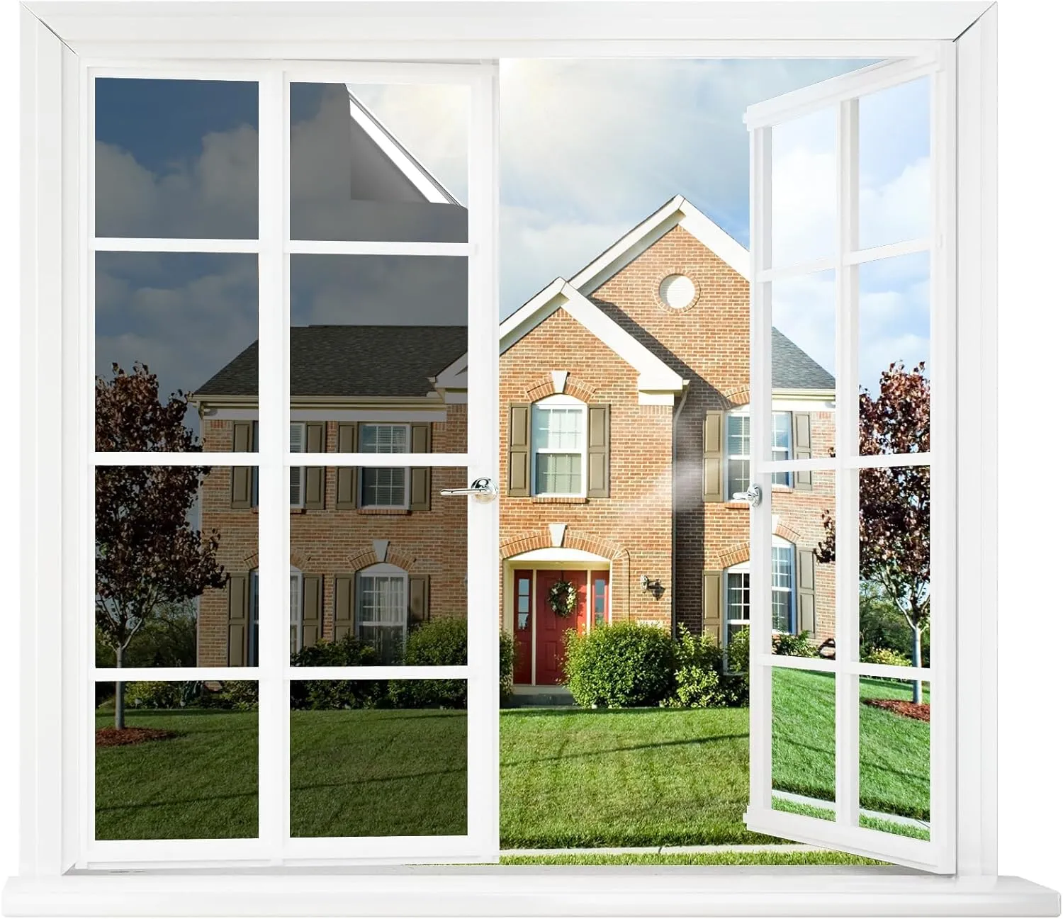 rabbitgoo Window Tint for Home One Way Privacy Window Film See Out Not In Heat UV Blocking Reflective Removable Static Cling Mirror Decorative House Glass Covering, Black Silver, 35.4 Inch X 13.1 Feet