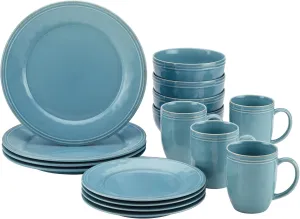Rachael Ray Cucina Stoneware, 16-piece Dinnerware Set, Agave Blue