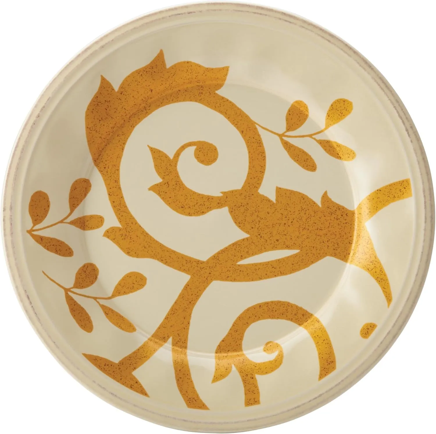 Rachael Ray Dinnerware Gold Scroll 4-Piece Salad Plate Set, Almond Cream