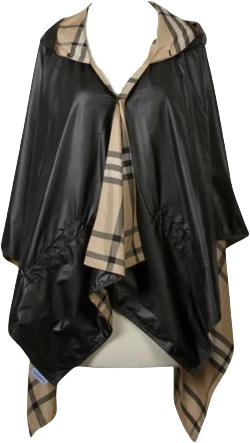 Rain Poncho Jacket Waterproof Rain Cape | One-Size Reversible Rainproof Lightweight & Fast-Drying | Hooded Wrap