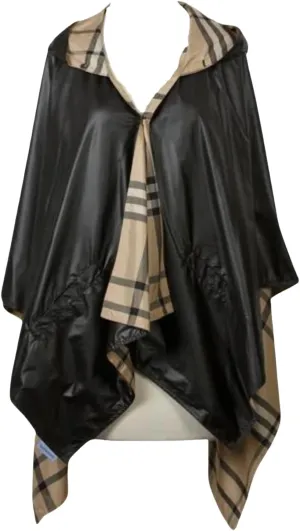 Rain Poncho Jacket Waterproof Rain Cape | One-Size Reversible Rainproof Lightweight & Fast-Drying | Hooded Wrap
