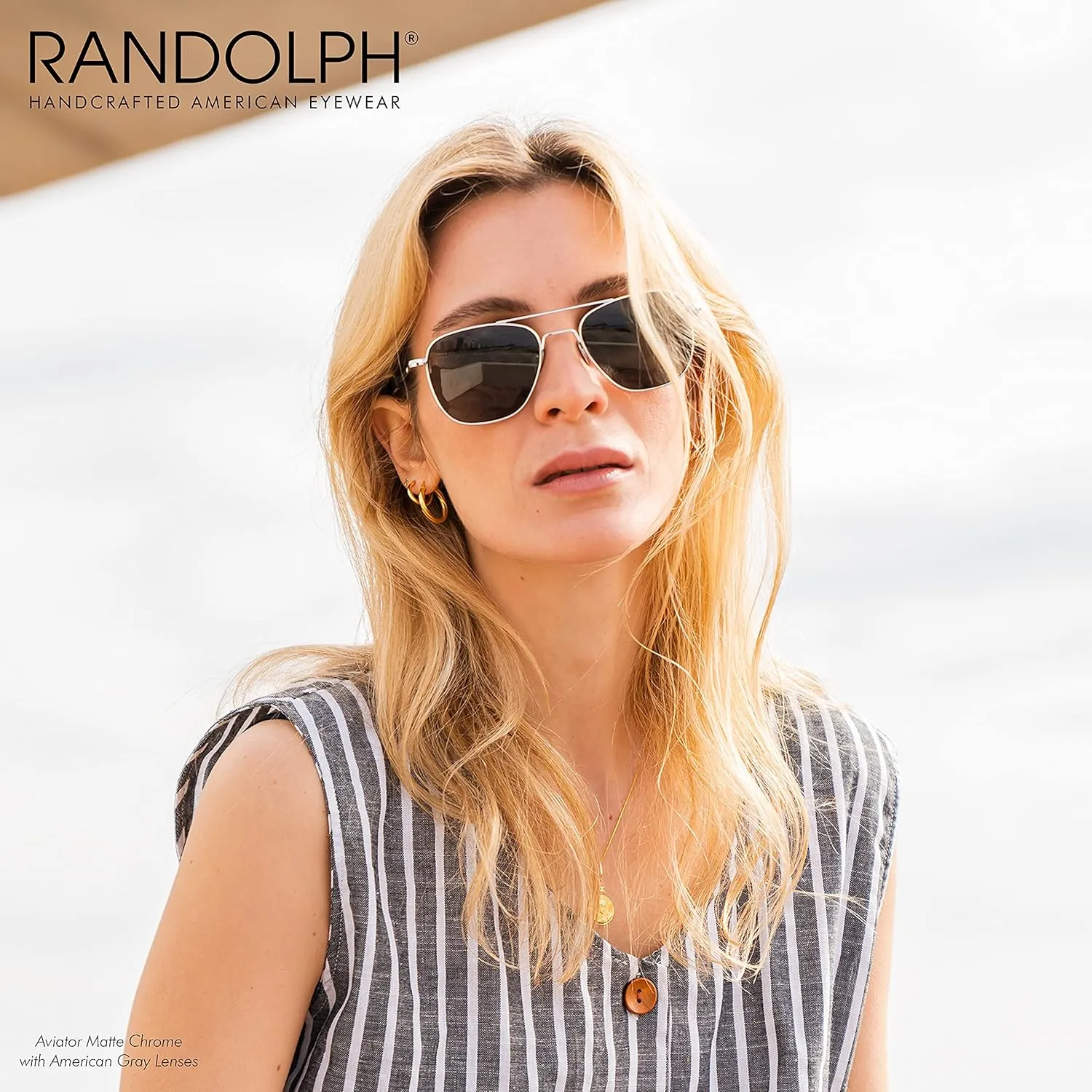 Randolph Eyewear Aviator Sunglasses for Women & Men – Non-Polarized & Polarized Lenses, Matte Chrome UV Protection Sunglasses