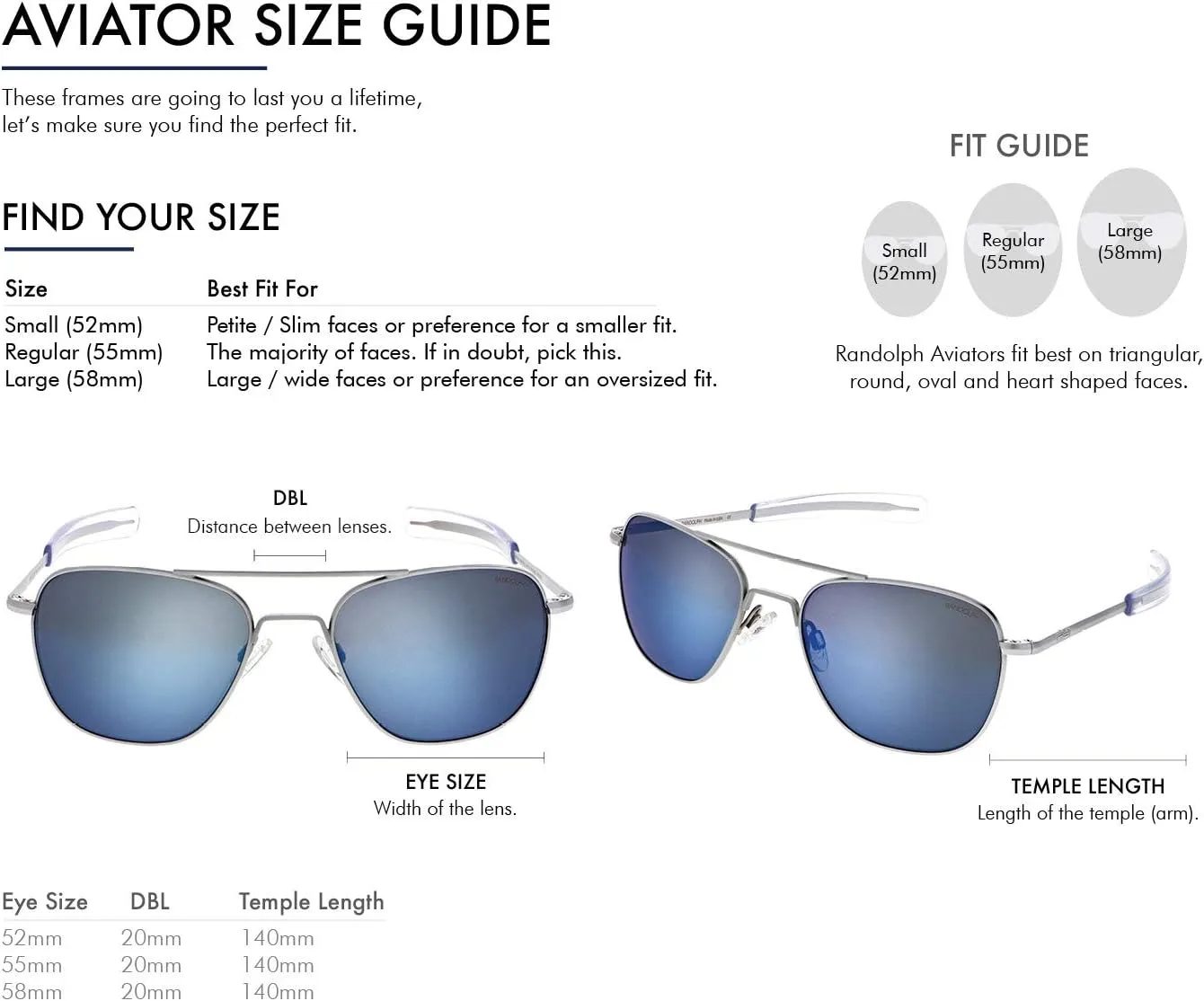 Randolph Eyewear Aviator Sunglasses for Women & Men – Non-Polarized & Polarized Lenses, Matte Chrome UV Protection Sunglasses