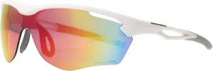 Rawlings Cleat Chaser Blade Sport Sunglasses for Men, Shiny White/Rainbow Mirror, 69mm