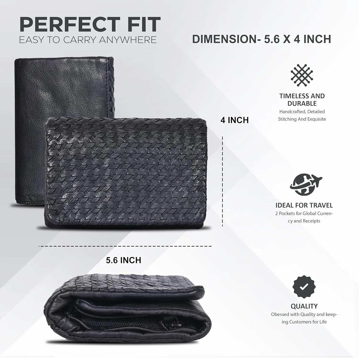Real Leather Women Wallet Leather with RFID Blocking -Trifold Card Holder Designer Ladies Clutch with ID Window Wallets
