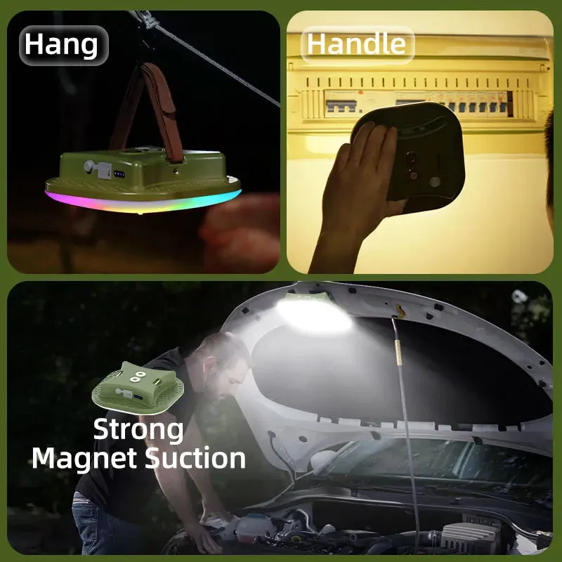 Rechargeable Camping Lantern 80W 13500mAh Smart RGB LED Tent Light Bluetooth Controlled Music Sync Outdoor Lighting by Tuya App