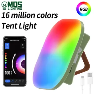 Rechargeable Camping Lantern 80W 13500mAh Smart RGB LED Tent Light Bluetooth Controlled Music Sync Outdoor Lighting by Tuya App