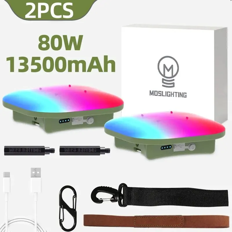 Rechargeable Camping Lantern 80W 13500mAh Smart RGB LED Tent Light Bluetooth Controlled Music Sync Outdoor Lighting by Tuya App
