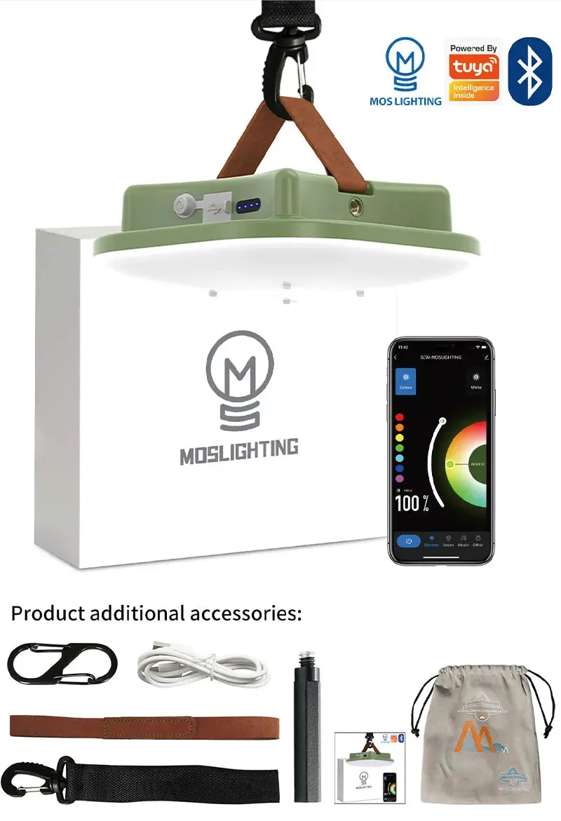 Rechargeable Camping Lantern 80W 13500mAh Smart RGB LED Tent Light Bluetooth Controlled Music Sync Outdoor Lighting by Tuya App