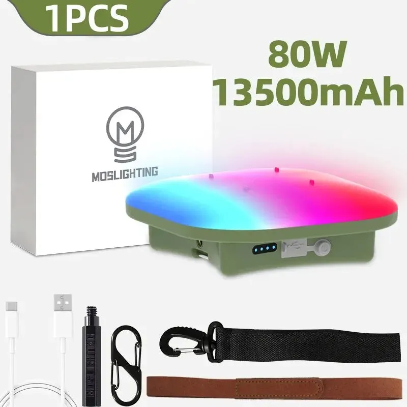 Rechargeable Camping Lantern 80W 13500mAh Smart RGB LED Tent Light Bluetooth Controlled Music Sync Outdoor Lighting by Tuya App