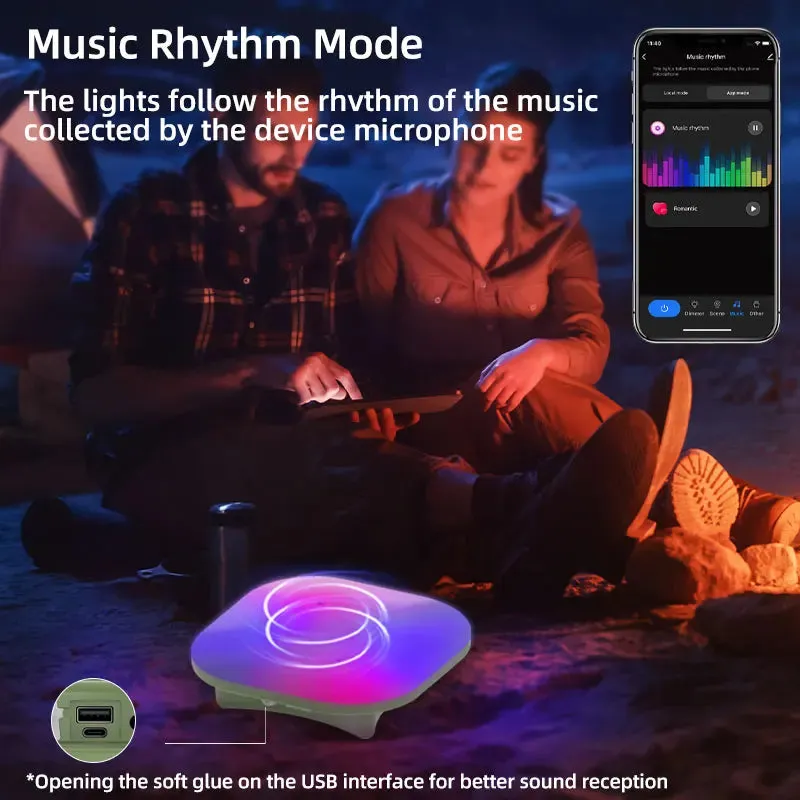Rechargeable Camping Lantern 80W 13500mAh Smart RGB LED Tent Light Bluetooth Controlled Music Sync Outdoor Lighting by Tuya App
