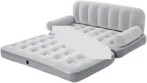 Recliner Outdoor Camping Lazy People Flocking Inflatable Folding Sofa Mattress Double Lounge Chair Portable (Color : Gray, Size : 197x100x45cm)