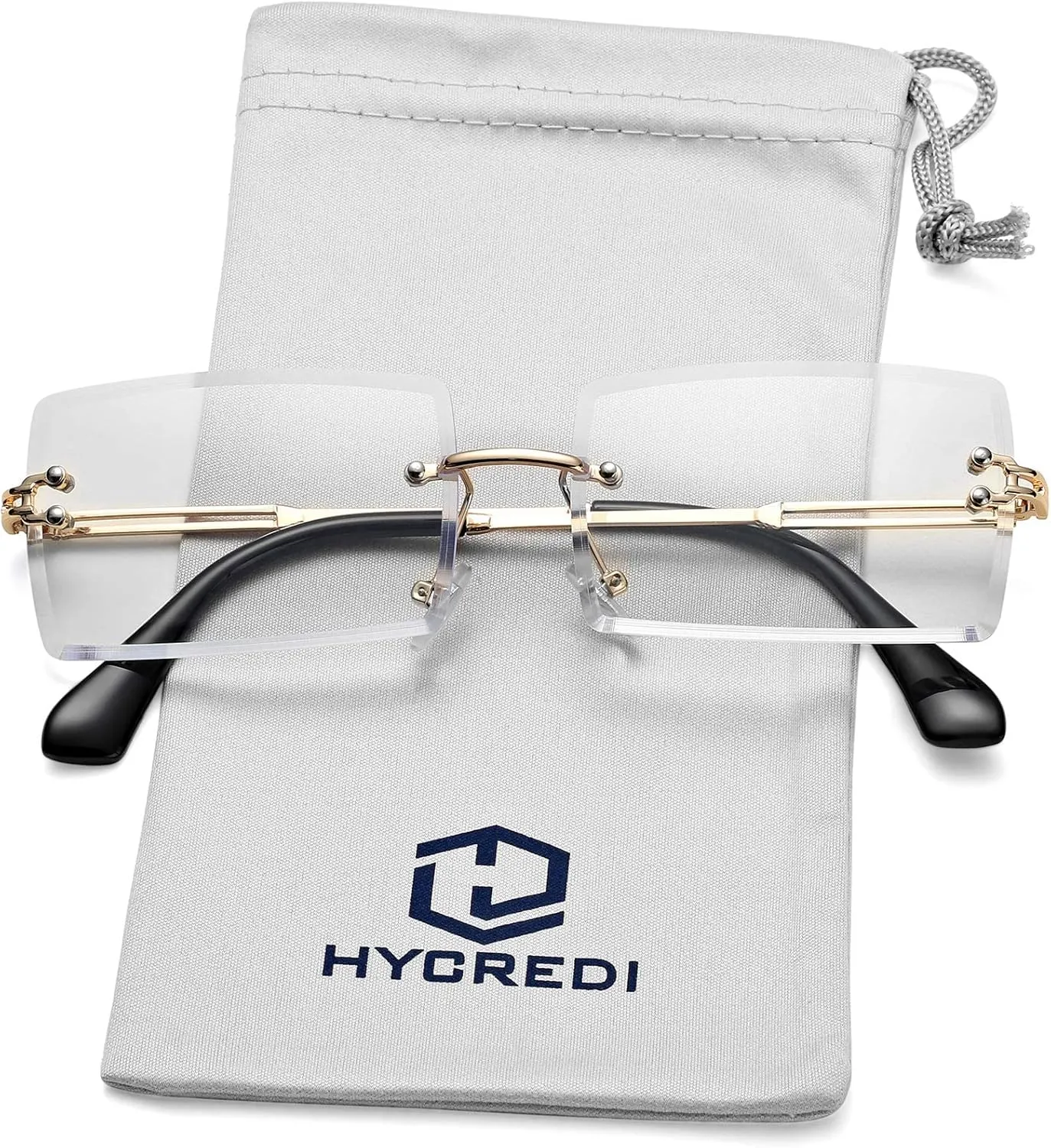 Rectangle Sunglasses for Men/Women Small Rimless Square Shade Eyewear