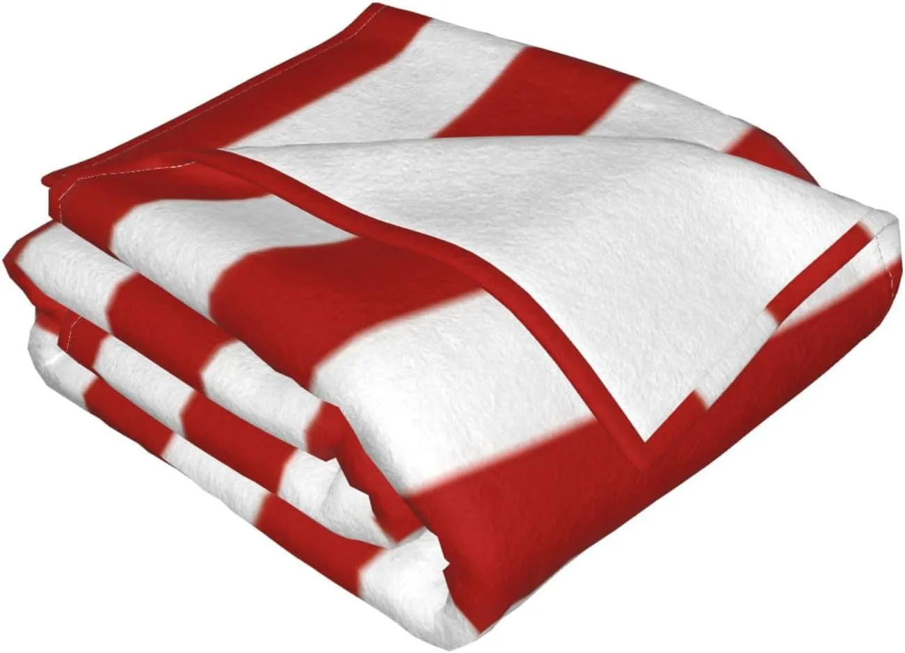 Red and White Stripes 60"X50" Flannel Blanket - 100% Soft Polyester, Lightweight and Warm, Suitable for Families, Camping, Travel