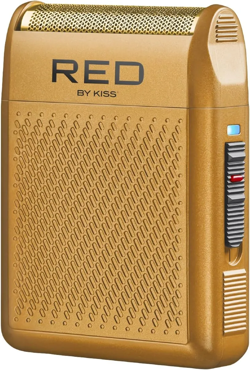 RED by Kiss Cordless Mini Shaver for Men, Compact High-Precision, Quick USB-C Charging, Non-Slip Grip, Long-Lasting Battery, Travel-Friendly Design, Powerful Motor for Efficient Shaving (Gold)