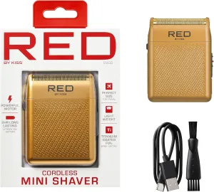 RED by Kiss Cordless Mini Shaver for Men, Compact High-Precision, Quick USB-C Charging, Non-Slip Grip, Long-Lasting Battery, Travel-Friendly Design, Powerful Motor for Efficient Shaving (Gold)
