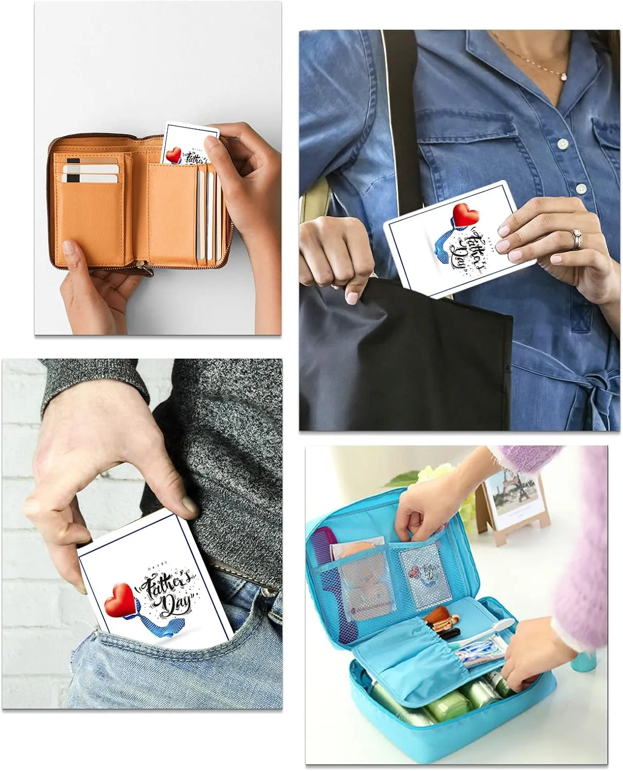 Red Love with Tie Happy Father's Day Compact Mirror Bulk Mini Card Mirror, White Red Square Line Small Compact Mirror for Purse, Rectangular Handheld Pocket Makeup Mirror