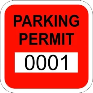 RED Reflective 1.5" x 1.5" Small Rear View Mirror Parking Permit Window Stickers Decals (Multiple Number Sets Available) (0051 to 0100)