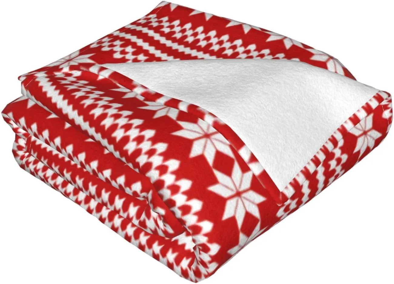 Red White Norwegian Christmas Sweater 60"X50" Flannel Blanket - 100% Soft Polyester, Lightweight and Warm, Suitable for Families, Camping, Travel
