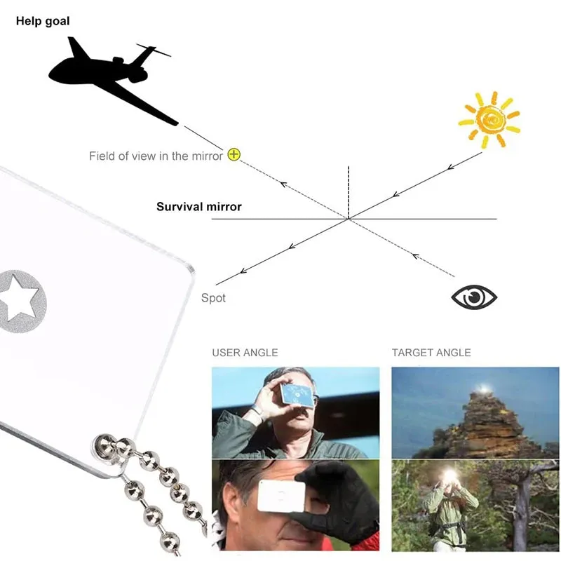 Reflective Signal Mirror - Outdoor Survival Tool for Hiking, Camping, and Marine Rescue