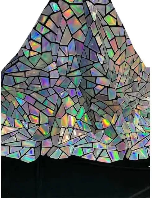 Reflective TPU Laser Colorful Material Mirror Fabric Dress Skirt Leotard Ladies Dance Costume Performance Clubwear Party