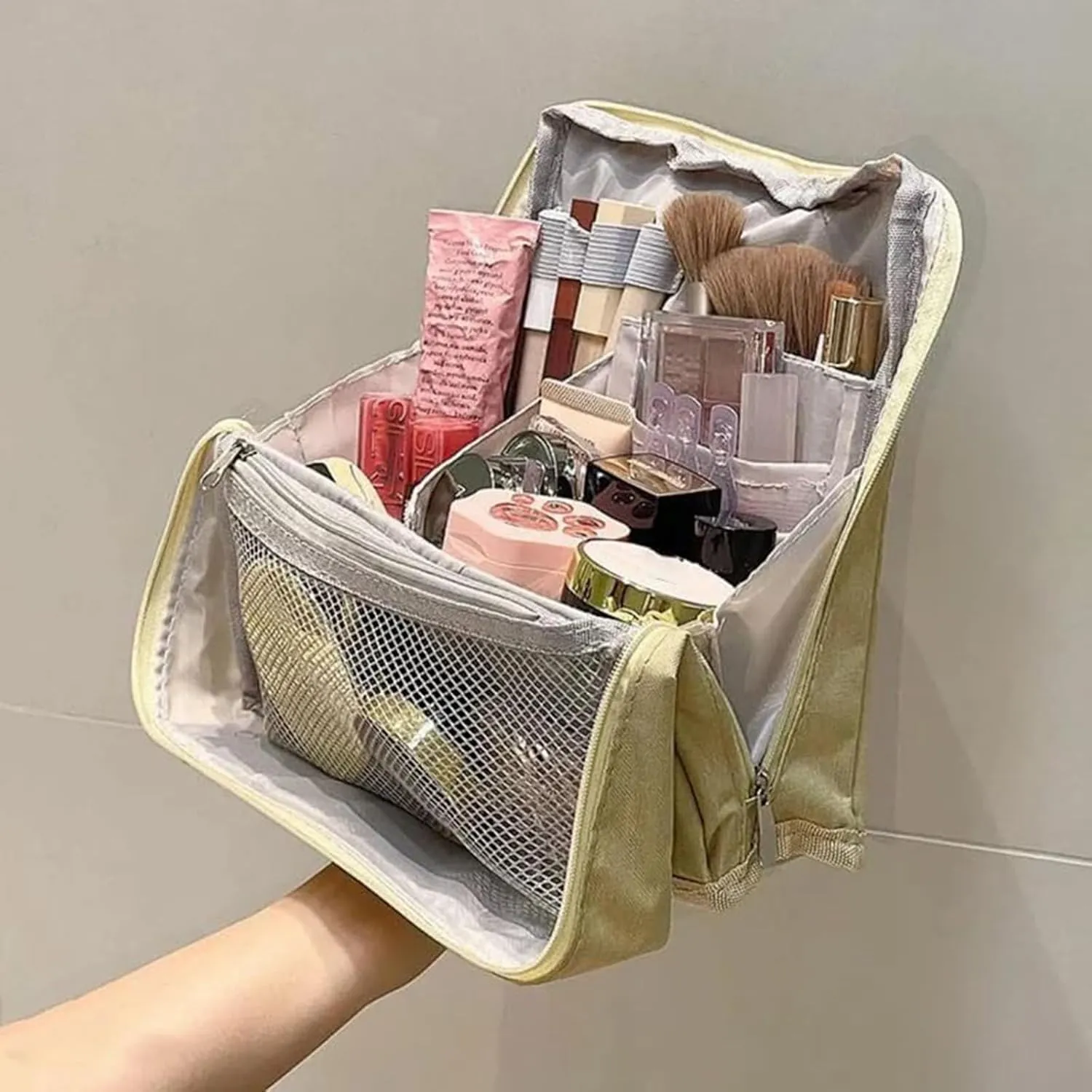 Relevanton Standing Makeup Bag,Stand Up Makeup Bag,Vertical Makeup Organizer Bag,Doresty Standing Make Up Bag Portable, Large Capacity (#6)