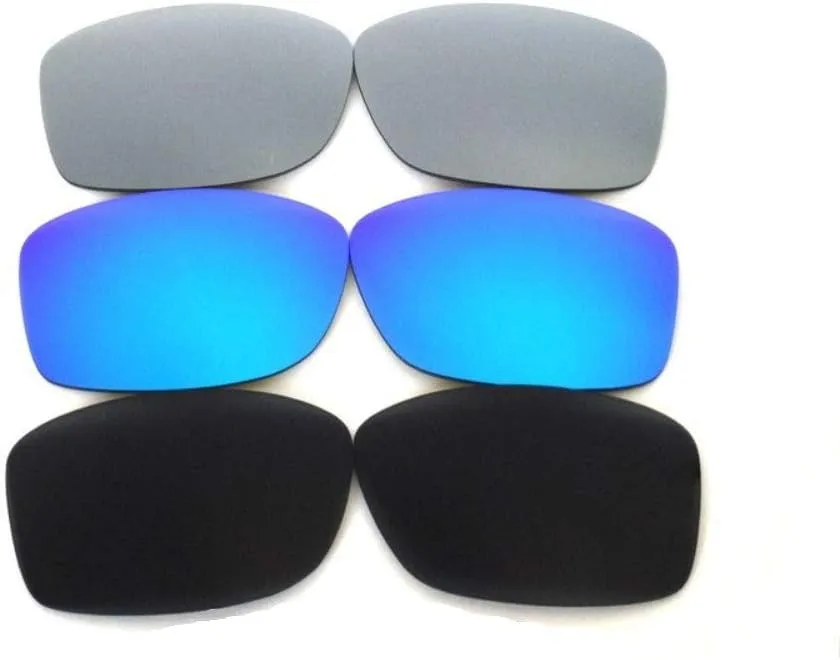 Replacement Lenses For Oakley Jupiter Squared Black&Blue&Titanium Polarized 3Pair
