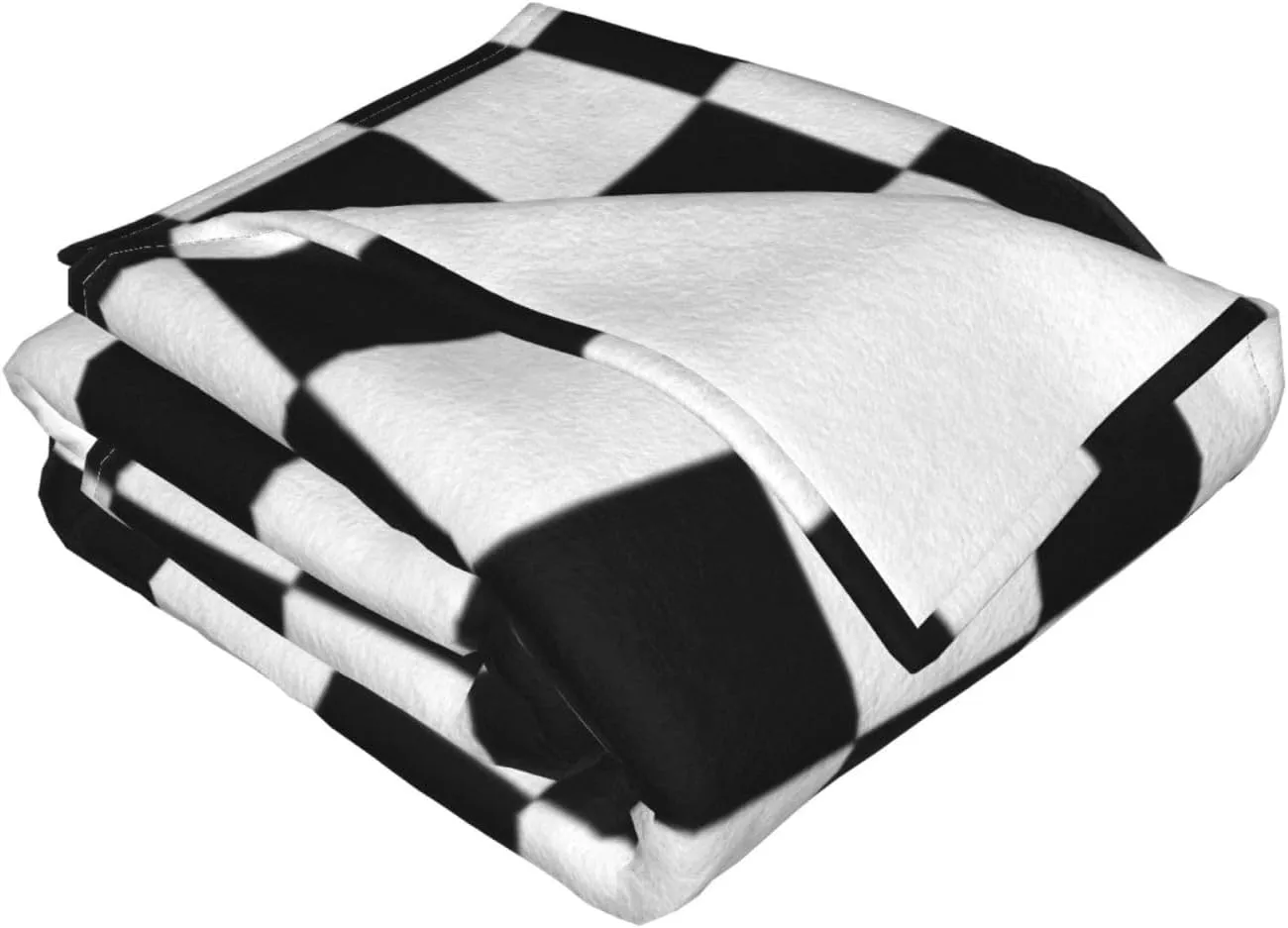 Retro Black and White Checkered Pattern 60"X50" Flannel Blanket - 100% Soft Polyester, Lightweight and Warm, Suitable for Families, Camping, Travel