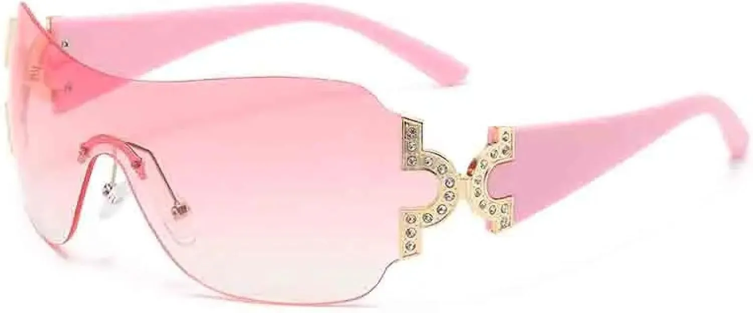 Retro Trends One Piece Sunglasses Women Men Fashion Frameless Sun Glasses Luxury Street Photography Uv400