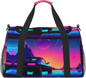 Retrowave pictures print Weekender Overnight Carry On Bag Gym Luggage Bag Duffel Bag for Travel Women