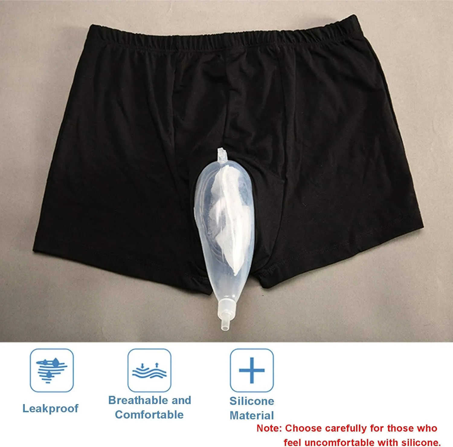 Reusable Urine Collector, 500ml Portable Pee Holder Urinal Pants Travel Urine Funnel Bag, Comfortable Urinal System,Medium
